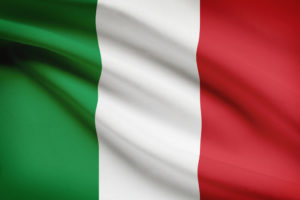 Italian flag blowing in the wind