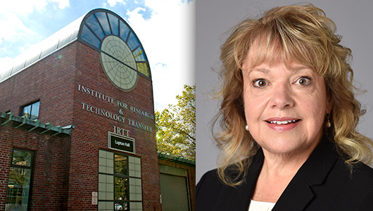 school of engineering technology building and Dr. Barbara Christe