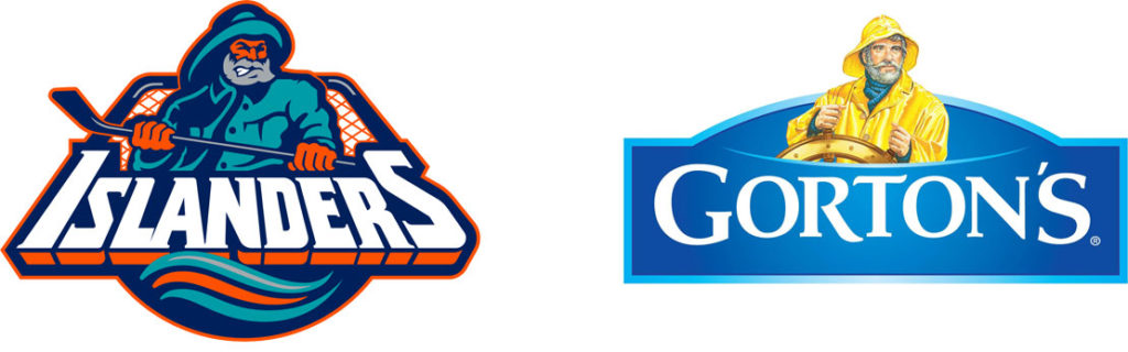 (L) NY Islanders logo. (R) Gorton's Fisherman logo