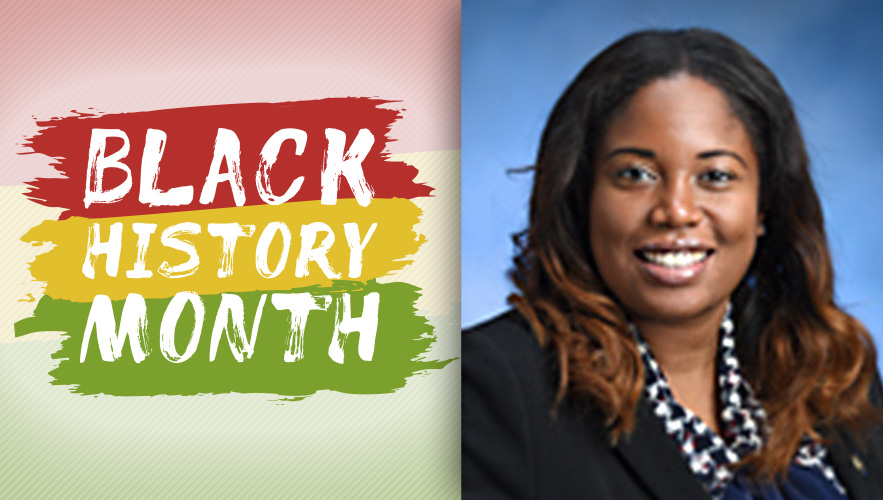 Black History Month logo and Assemblywoman Kimberly Jean-Pierre