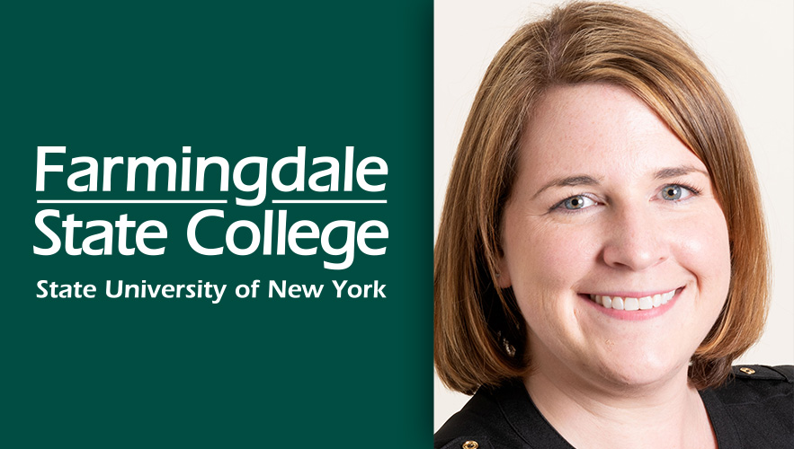 Farmingdale logo and Lauren Romer