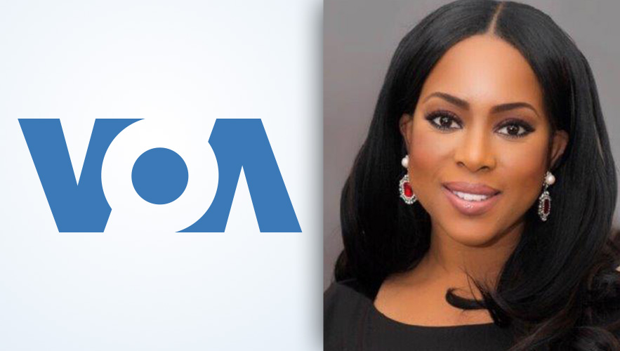 Voice of America logo and Dr. Yetunde Odugbesan-Omede 