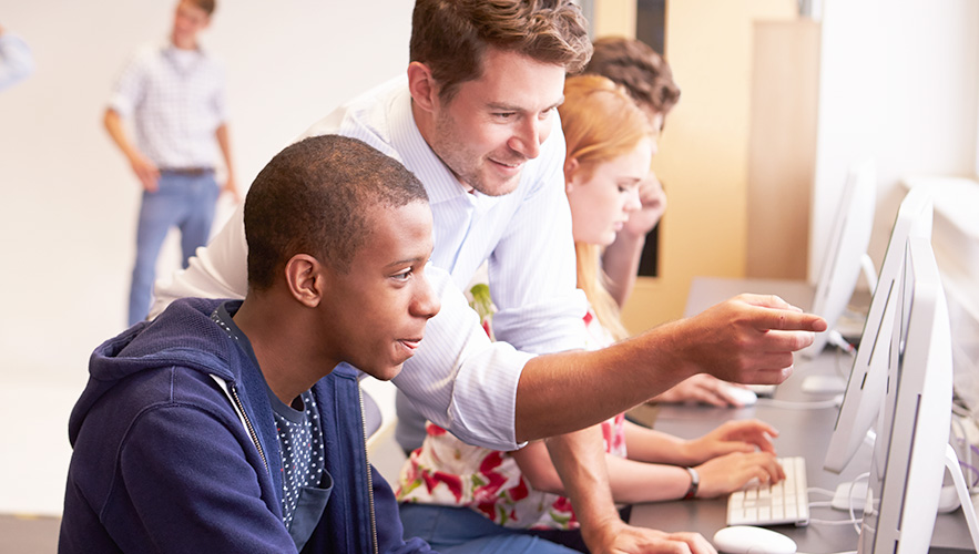 students at computers