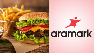 photo of hamburger and Aramark logo