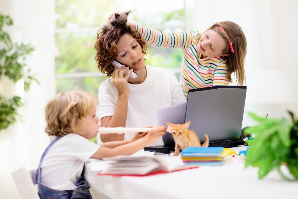 woman working at home