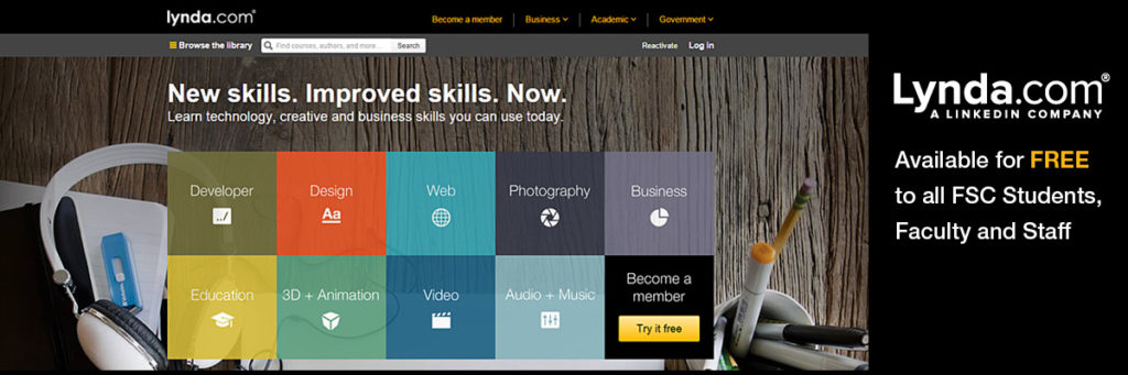 Front page of Lynda website.