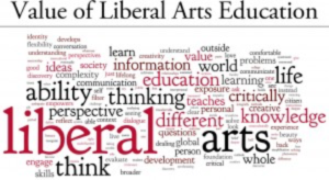 Value of liberal arts education and collage of words associated with it.